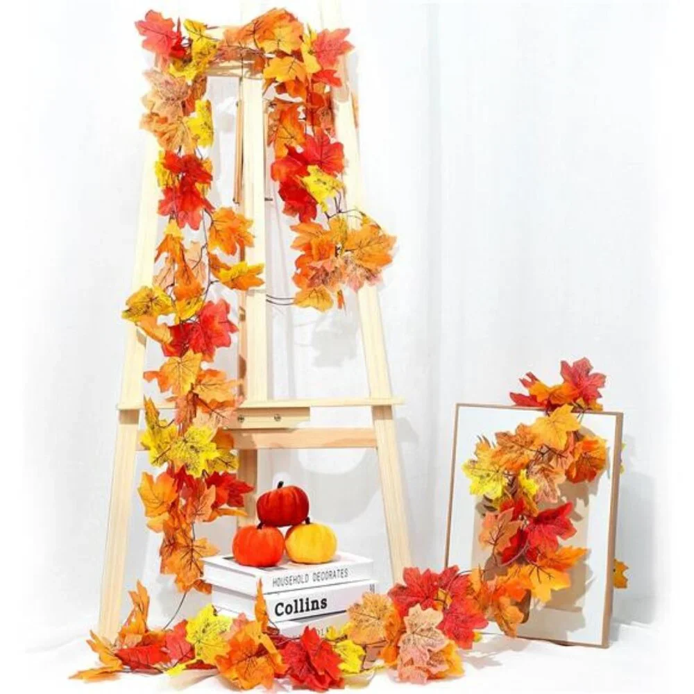 13FT Fall Leaf Garlands 2 PCS Fall Garland for Mantle Thanksgiving Fall